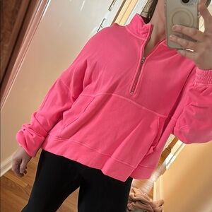 Neon Pink Half-Zip Sweatshirt